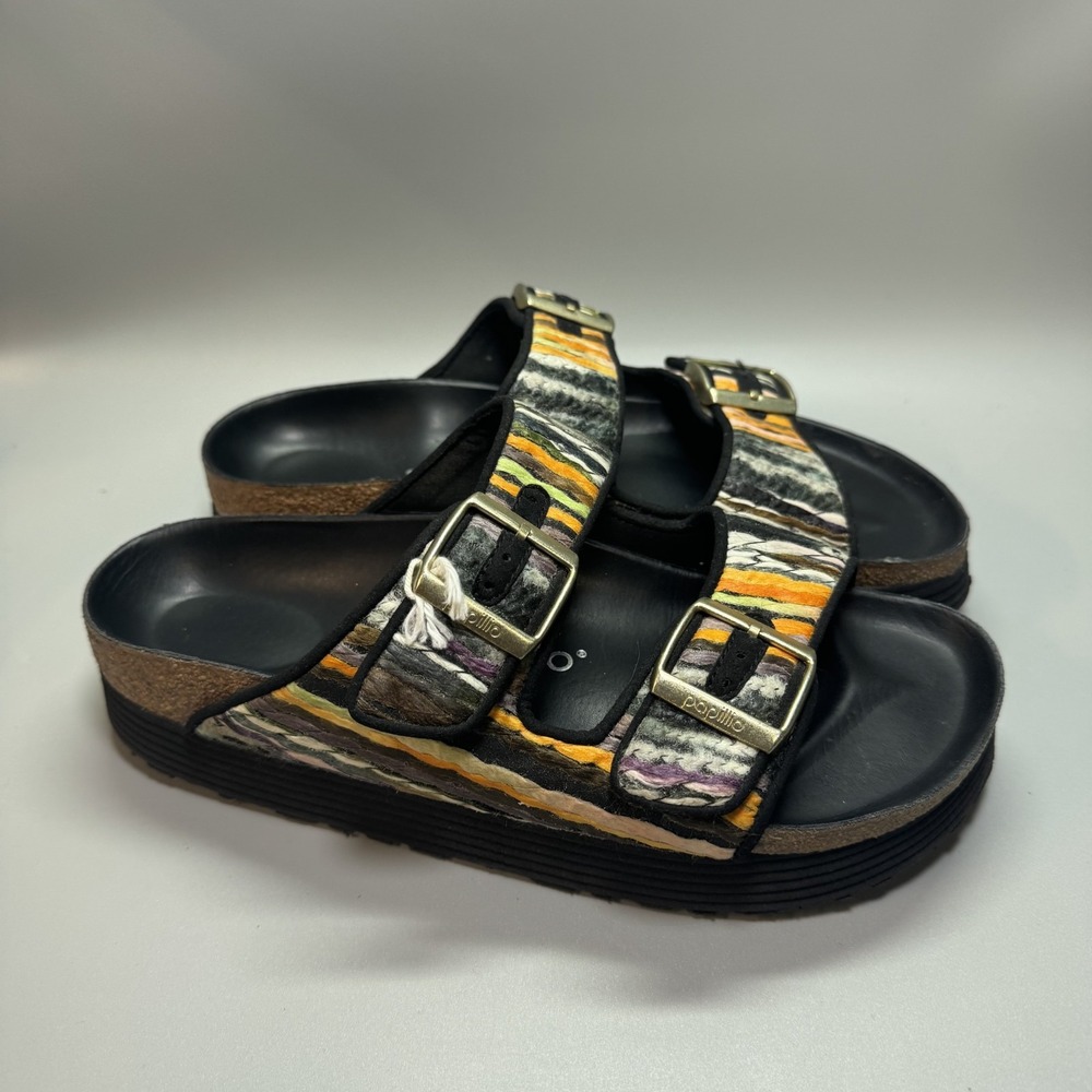 BirkenstockPpapillio ‎ Box Arizona Pap French Piping Multi Yellow Textile Sz 8